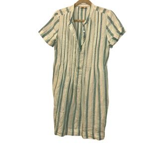Faherty Green and Cream Striped Midi Dress